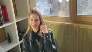 Russian pupil Juicy Leila rides on big cock after balmy blowjob session