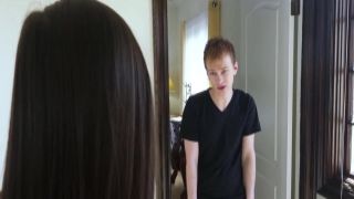 Filthy redhead teen finger fucks her take before mirror